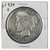 1934-D Peace Silver Dollar, US $1 Coin