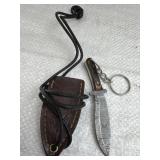 Mini Lanyard Damascus Steel Axe w/ Sheath