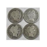 (4) 1915-1916 Barber Silver Dimes, 10c Coins