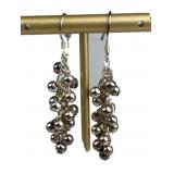 925 Silver Grape Cluster Dangling Bead Earrings