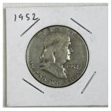 1952 Franklin Silver Half Dollar, US 90%