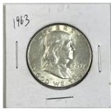1963 Franklin Silver Half Dollar, US 90%