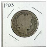 1903 Barber Silver Half Dollar, US 90% Coin