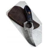 Damascus Steel Fixed Mini Knife w/ Sheath