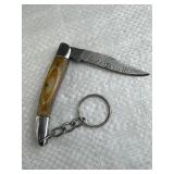 Damascus Steel Folding Blade Keychain Knife