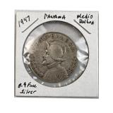 1947 Panama Silver Half Dollar, 50c Coin