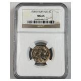 1938-D NGC MS65 Buffalo Nickel, 5c Coin