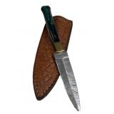 Damascus Steel Fixed Blade Knife w/ Sheath