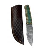 Damascus Steel Fixed Blade Knife w/ Sheath
