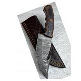 Damascus Steel Fixed Blade Knife w/ Sheath