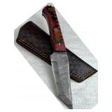 Damascus Steel Fixed Blade Knife w/ Sheath