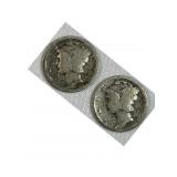 1924-S & 1925 Mercury Silver Dimes, US 90%