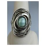 925 Silver Mullti-Layered Orbit Green Stone Ring
