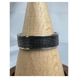 925 Silver Oxidized Repetitive Dot Band Ring