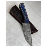 Damascus Steel Fixed Blade Knife w/ Sheath