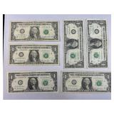 (6) US $1 Star Federal Reserve Notes