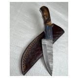 Damascus Steel Fixed Blade Knife w/ Sheath