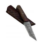 Damascus Steel Fixed Blade Knife w/ Sheath