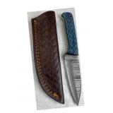 Damascus Steel Fixed Blade Knife w/ Sheath