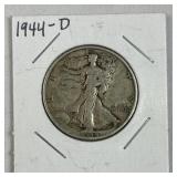 1944-D Walking Liberty Silver Half Dollar, 90%
