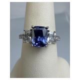 925 Silver Purple & White Zirconia Ring