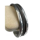 925 Silver TAHE Navajo Heavy Cuff Bracelet