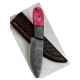 Damascus Steel Fixed Blade Knife w/ Sheath