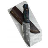 Damascus Steel Fixed Blade Knife w/ Sheath