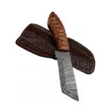 Damascus Steel Fixed Blade Knife w/ Sheath