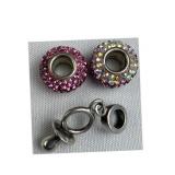925 Silver 1 Pacifier Bead & 2 Pink Iridescent Bea