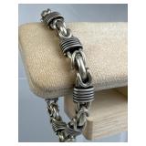 925 Silver Vtg Byzantine Weave Link Toggle Bracele