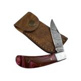 Damascus Steel Fixed Blade Knife w/ Sheath
