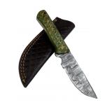Damascus Steel Folding Blade Knife w/ Sheath
