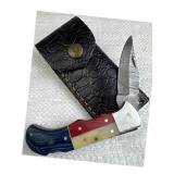 Damascus Steel Fixed Blade Knife w/ Sheath