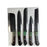 (5) Damascus Steel Chef's Kitchen Knives Set