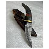 Damascus Steel Fixed Blade Knife w/ Sheath