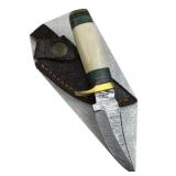Damascus Steel Fixed Blade Knife w/ Sheath