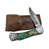 Damascus Steel Fixed Blade Knife w/ Sheath