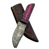 Damascus Steel Fixed Blade Knife w/ Sheath