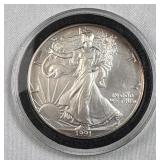 1oz American Silver Eagle, 1991 .999 Fine