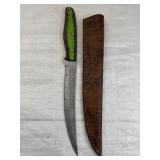 Lg Damascus Steel Long Fillet Knife w/ Sheath
