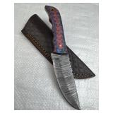 Damascus Steel Fixed Blade Knife w/ Sheath