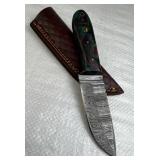Damascus Steel Fixed Blade Knife w/ Sheath