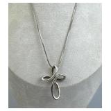 925 Silver Eternal Ribbon Cross Pendant Necklace