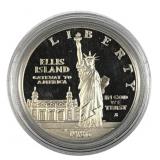 1986-S Ellis Island Silver Dollar, US $1 Coin,