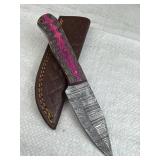 Damascus Steel Fixed Blade Knife w/ Sheath