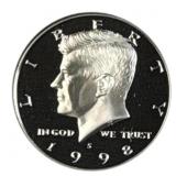 1998-S Kennedy Silver Proof Half US Coin, 90%