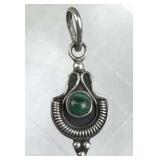 925 Silver Petite Malachite Cabochon Pendant