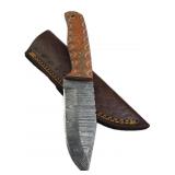 Damascus Steel Fixed Blade Knife w/ Sheath
