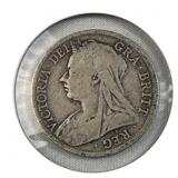 1895 Great Britain Silver Half Crown Coin, .925